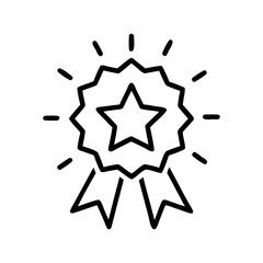 Obraz premium Black and White Ribbon Badge Icon With Central Star Design