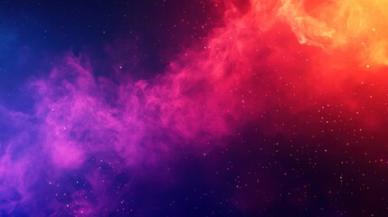 Fototapeta premium A vibrant cosmic scene showcasing swirling purple and orange nebulas against a star-filled background.