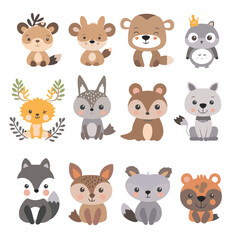 character, animal, cute, vector, cartoon, illustration, happy, set, design, graphic, baby, funny, zoo, collection, art, adorable, background, children, isolated, giraffe, lion, bear, child, wild, prin