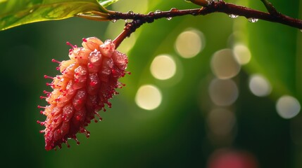 A close-up shot of a flower growing on a tree branch, perfect for nature or gardening themes