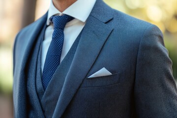 Close-up shot of a man wearing a suit and tie, suitable for professional or corporate use
