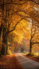 Golden Autumn Road Breathtaking Fall Foliage Photography