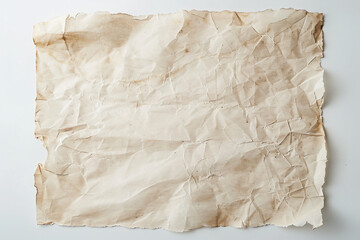 A photo of a large piece of blank tracing old paper on a white background.