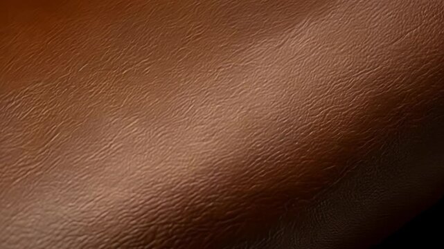 Close up exploration of natural leather fabric showcasing subtle color variations and exquisite grain details