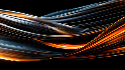 Obraz premium Abstract Dark Orange and Blue Swirling Lines Digital Art