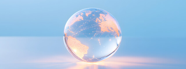 A globe with glowing light points representing global network connections
