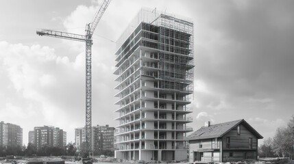Fototapeta premium Skyscraper construction, urban development, city skyline