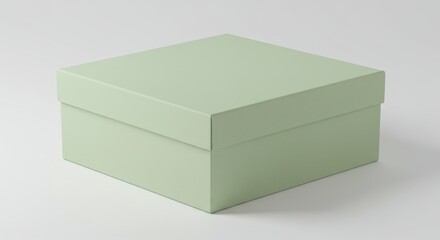 Obraz premium Sage Green Square Gift Box Packaging - Elegant sage green square box, perfect for gifts or storage. Symbolizes serenity, nature, freshness, new beginnings, and sophistication