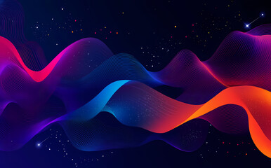 
Abstract background with colorful waves and stars vector illustration