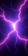 Dynamic illumination, vibrant purple lightning strikes on a dark backdrop