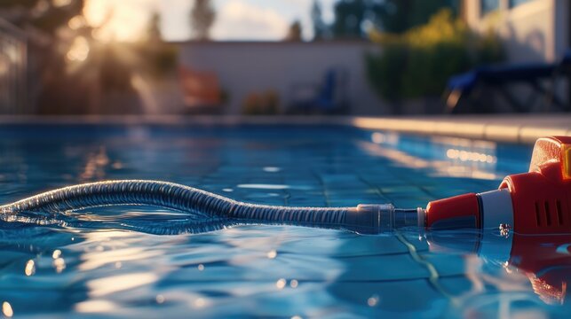 A hose attached to the side of a swimming pool, perfect for refilling or draining