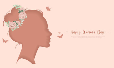 8th March - International women's day post and greeting card design. Happy Woman's day celebration poster and background vector illustration . [Converted]