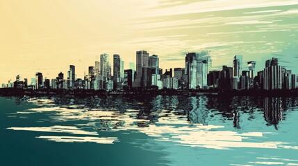 Fototapeta premium Abstract City Skyline Reflection