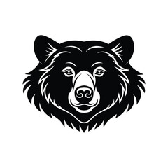 Asiatic Black Bear Head Silhouette Vector Design