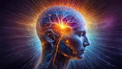 Obraz premium Vibrant abstract brain connectivity