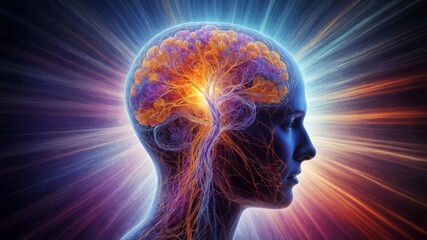 Obraz premium Vibrant abstract brain connectivity