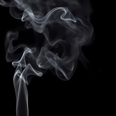 Delicate Gray Smoke Plume Rising against Black Background | Columna de humo gris delicado elevándose sobre fondo negro smoke on black background