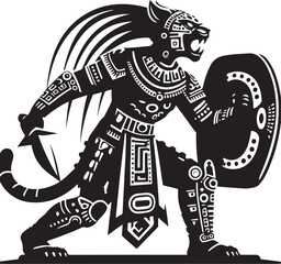 Aztec Jaguar Warrior Vector Illustration © Al Jawad Mahi