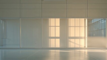 Fototapeta premium Sunlight streaming through the windows of a modern classroom