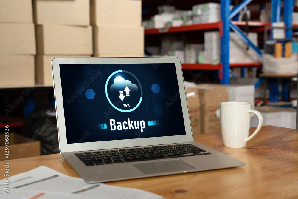 Poster backup storage data internet technology business concept. database storage cloud technology file dat