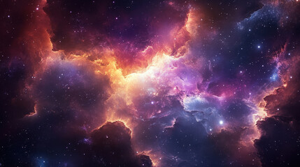 Obraz premium Stunning Colorful Nebula in Deep Space with Swirling Clouds of Gas and Stars