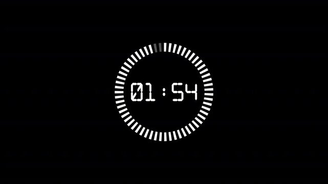 2 minutes circle countdown, two minute timer countdown animation, animation on two minutes round circle countdown on a transparent background.	