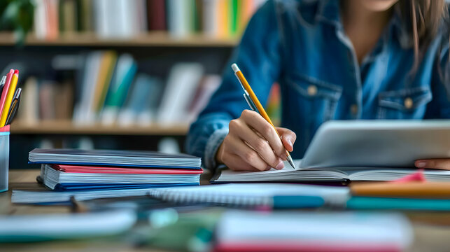 An adult education teacher preparing course materials and setting up for an online class