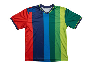 Colorful striped sports shirt, on a white background.