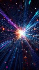 Obraz premium Vibrant cosmic burst with radiant light and colorful energy rays in space