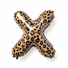 Leopard Print Letter X Foil Balloon on White