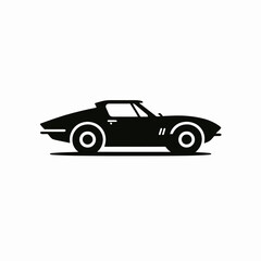 very simple flat and single minimalist Car Silhouette in black on a white background