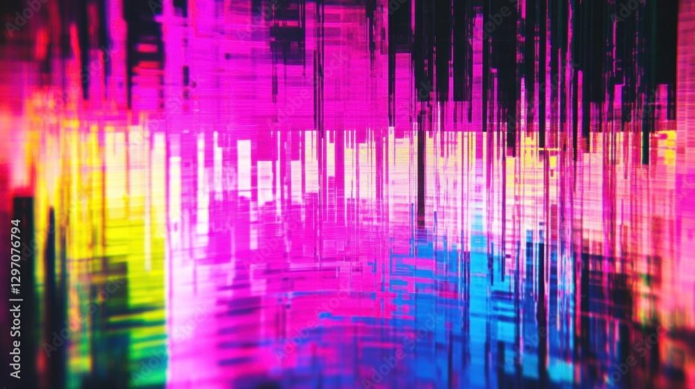 Poster Digital artwork showcasing vibrant colors and abstract patterns creating a mesmerizing visual experience. Generative AI