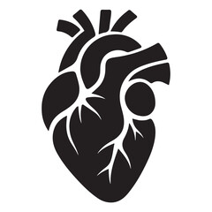 Detailed Anatomical Heart Silhouette Vector Illustration Design Resource