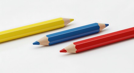 Colorful Pencils Arranged on White Surface for Drawing or School Supplies