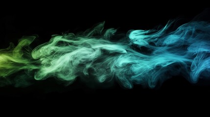 Abstract dark background with woosh wind effect with greens and blues