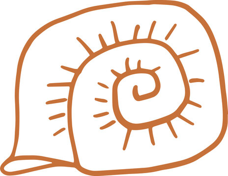 Linear hand-drawn sea snail shell