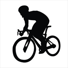 Cyclist Black Silhouette on white background