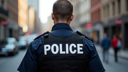 Police officer on urban street