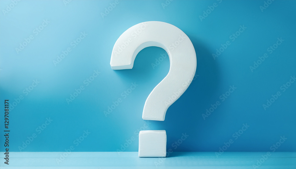 Fototapete Question mark on blue background. 3D rendering. FAQ and QA. Problem solution.