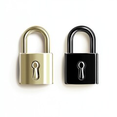 Naklejka premium Two contrasting padlocks, one gold and one black, symbolize security and protection.