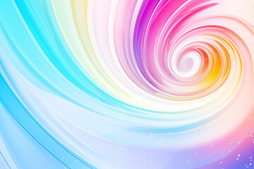 Fototapeta premium Colorful abstract background resembling water or liquid merging into a spiral on a white backdrop.