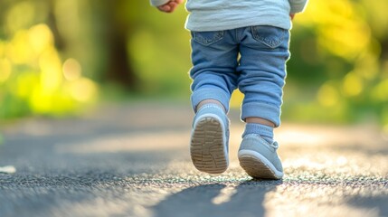 A young child takes their first steps towards independence and growth in learning to walk