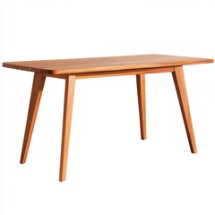 Elegant wooden dining table with tapered legs, showcasing a modern and minimalistic design.