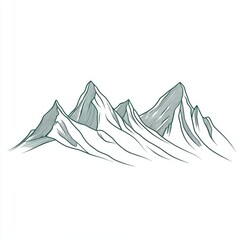 An elegant line art illustration of majestic mountains, conveying tranquility and natural beauty.