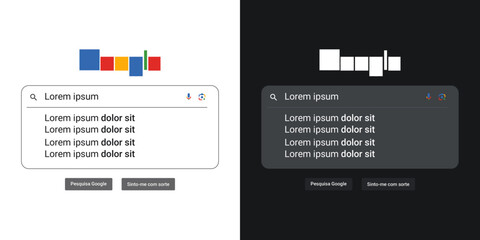 Internet page search box white and black theme editable