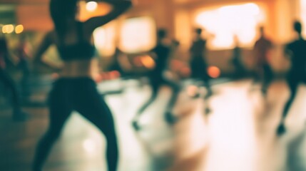 Fototapeta premium Blurred View of People Exercising in Room