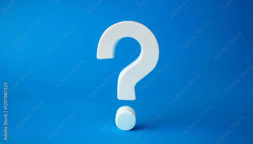 Aufkleber Question mark on blue background. 3D rendering. FAQ and QA. Problem solution.