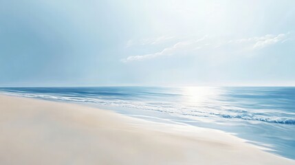 Obraz premium Sunny daylight view of a calm ocean and sandy shoreline