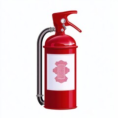 Obraz premium A bright red fire extinguisher with a sleek design on a plain white background.