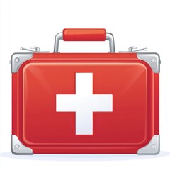 Obraz premium A bright red first aid kit with a white cross symbol, symbolizing health and safety.